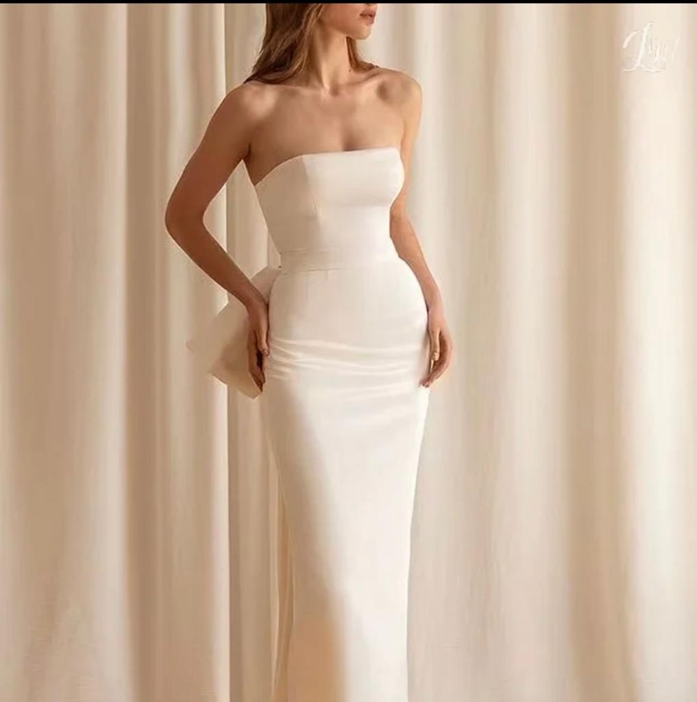 Off White Plain Elegant Dress
